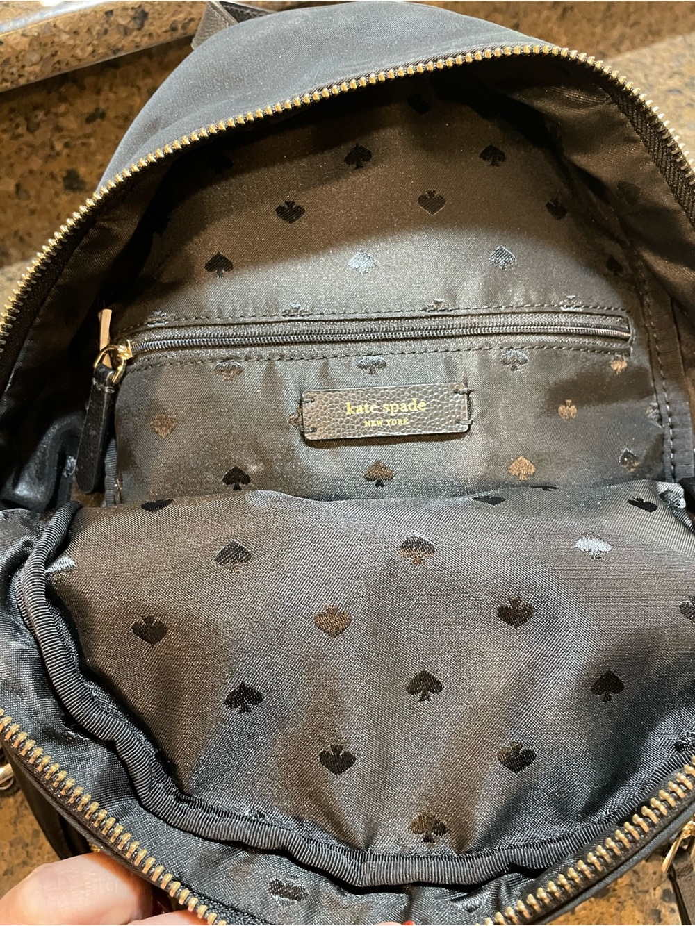 kate spade Retro Modern Black Dawn Medium Backpack Nylon Lightweight Coquette - Picture 9 of 15